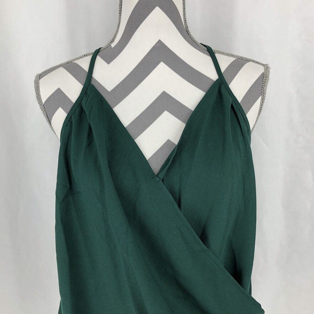 Shein Faux Wrap Green Sleeveless Hi Lo Top 8/10